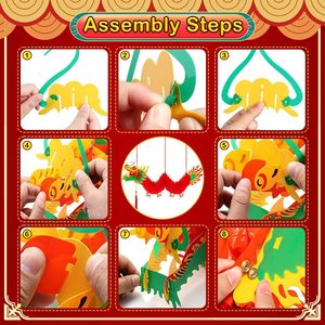 3D rode papieren drakenlantaarns 12 rode lantaarns handgemaakte waterdichte plastic papieren decoraties voor Chinese nieuwjaarsfestivals - Product Image 6