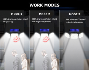 Độ sáng cao ngoài trời năng lượng mặt trời đèn sân vườn IP65 không thấm nước 3 người đứng đầu điều chỉnh góc an ninh cảm biến chuyển động năng lượng mặt trời dẫn ánh sáng bức tường - Product Image 4