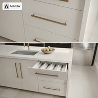 Meuble de cuisine de luxe moderne avec portes en acrylique, aménagement en îlot, dimensions personnalisées, rangement par tiroirs et boîtes en panneaux de particules