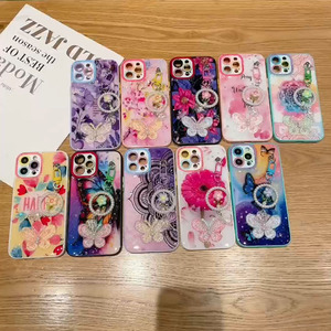 Étui de téléphone esthétique en époxy à paillettes avec fleurs, fait main, avec fonction porte-clés et portefeuille, antichoc, étanche, couleur personnalisable, pour femmes - Product Image 3