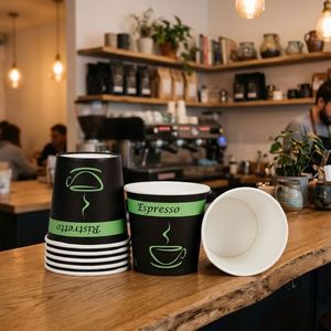 Vente en gros de gobelets en papier kraft biodégradables personnalisés de 7 oz pour boissons chaudes et froides avec couvercles - Product Image 4
