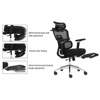 Chaise de bureau ergonomique noire en maille avec accoudoirs 5D, siège coulissant et dossier réglable pour les revendeurs de mobilier de bureau