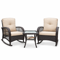 Ensemble de canapés à bascule modernes en aluminium, 2 fauteuils à bascule avec table d'appoint en verre pour entrée, balcon, cour arrière