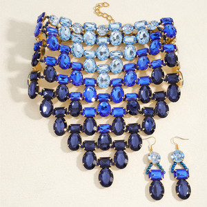 Conjunto de Joyería de Lujo Exagerado para Mujer, Gargantilla en Capas y Pendientes Colgantes, Accesorios para Fiesta, Boda, Eventos Formales - Product Image 2