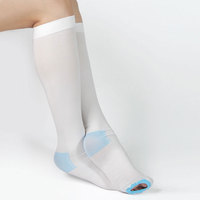 Chaussettes de compression anti-embolie à logo personnalisé, élastiques, hauteur genou, bout fermé, 20-30 mmHg, avec trou d'inspection pour hôpital