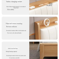 Lit double extra large en bois massif moderne fabriqué en Chine avec tête de lit rembourrée et structure robuste, meubles de chambre à coucher