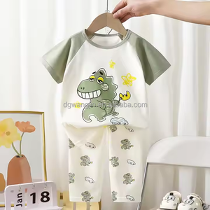 Ensemble à manches courtes pour enfants nouveau coton respirant printemps thermique imprimé léopard garçons filles bébé pyjamas - Product Image 5