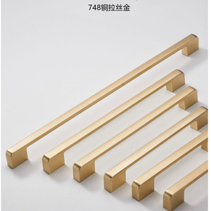 Brushed <b>Copper</b> Gold Cabinet Drawer Wardrobe Door <b>Handles</b> Minimalist Style Zinc Alloy Durable Furniture <b>Handle</b> Knob - Product Image 2
