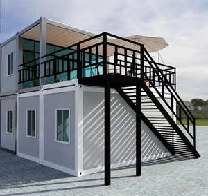 faltbares haus vorgefertigter container winziges haus glas mobile häuser 2 schlafzimmer container haus - Product Image 2