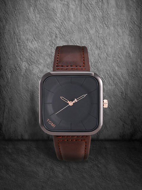 TOMI T093 Wholesale Men's Quartz Movement Watch Simple Style Square Design Leather Strap Wristwatch Custom Fashion Male Watch