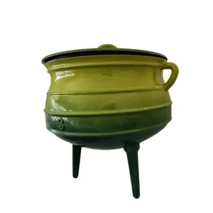 Outdoor Cookware Enameled Iron Casting 3 Legged Potjie Pot Cast Iron Cauldron For Camping