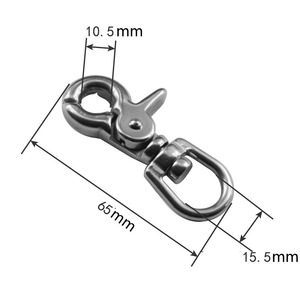 Vente en gros 65mm acier inoxydable 304/316 fermoir mousqueton oeil pivotant déclencheur ressort mousqueton pour laisse de chien - Product Image 5