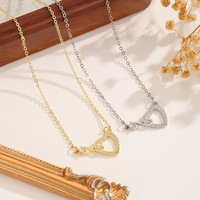 Collier Cœur en Zircon en forme de Huit, Design Minimaliste Européen et Américain, Motif Double Cœur Symbolique, pour Femme