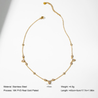 Collier YF7070 de haute qualité en acier inoxydable plaqué or 18K PVD, étanche, avec breloques en zircon blanc en forme de goutte d'eau