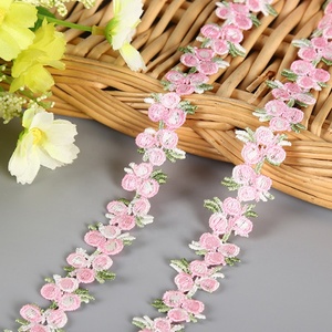 Aksesori renda Guipure larut air Sakura bundar 2cm harga rendah untuk pakaian kalung gelang pemangkasan renda bunga - Product Image 4