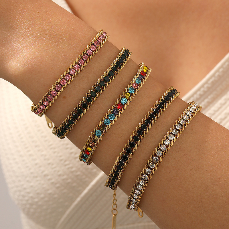 Fashion White Black Green Zircon Bracelet