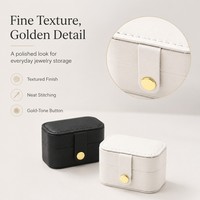 Boîte à bijoux portable Fandi Mini pour voyage, boîte à bagues, boîte à bijoux en cuir PU avec bouton pression