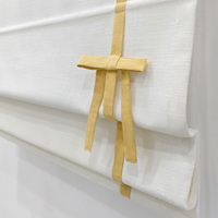 ZSTARR Stores romains à ruban blanc en tissu faux lin avec nœud papillon pour salon, chambre à coucher, décoration intérieure, vente en gros