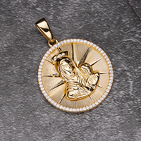 Pendentif religieux en or 18k Zircon cubique chaîne personnalisée vierge marie