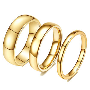 Anillo Minimalista de Acero Inoxidable de Tres Tonos, Liso, con Baño de Oro de 18K, 24.6mm, Anillo de Boda Unisex - Product Image 1