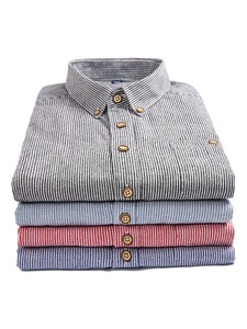 <span class=keywords><strong>Camicia</strong></span> a Righe Personalizzata da <span class=keywords><strong>Uomo</strong></span> Primavera-Estate, Stile <span class=keywords><strong>Giapponese</strong></span>, Manica Lunga, Colletto Quadrato, <span class=keywords><strong>Camicia</strong></span> Casual a Righe - Product Image 4