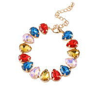 Nouveautés : Bracelet chaîne à maillons géométriques en diamant, bracelet scintillant avec cristaux colorés et strass en forme de goutte d'eau pour les soirées