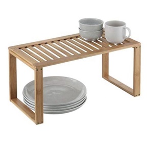 Égouttoir d'angle <span class=keywords><strong>en</strong></span> bambou réglable, support de séchage, rangement malin pour la vaisselle - Product Image 1