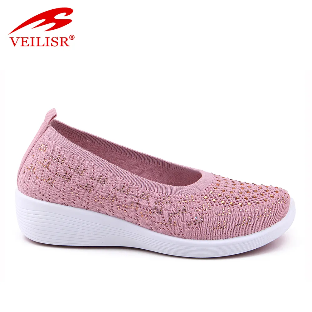 2023 Wholesale Slip-On Casual Shoes Flying Woven Breathable Cloth Shoes Women Zapatos De Mujer Shoes For Women New Styles