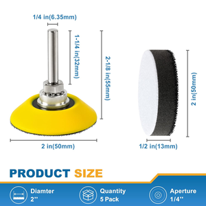 وسادة صنفرة حلقية <span class=keywords><strong>2</strong></span> بوصة مع ملحق صنفرة مثقاب بوصة ووسادات صنفرة رغوية لطلاء الخشب والزجاج المعدني - Product Image 3
