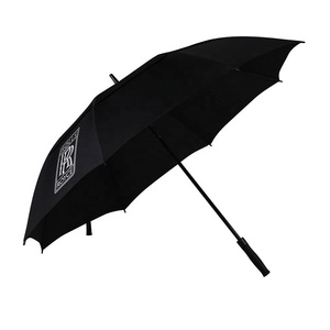 Paraguas de golf automático personalizado, sombrilla negra a prueba de agua con logo impreso - Product Image 3