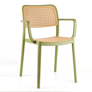 Hot Sale Furniture Restaurant Durable Backrest PP Plastic Rattan Stackable Dining <b>Chair</b> - Product Image 1