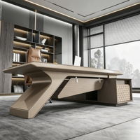 Bureau de direction moderne de luxe avec armoire latérale, table d'ordinateur en bois en forme de L pour PDG et managers