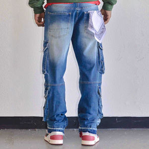New Style Streetwear 2025 Custom <strong>Jeans</strong> Men'S Clothing Fashion Ripped Patch Men <strong>Jeans</strong> Utility Cargo Denim <strong>Pants</strong> - Product Image 3