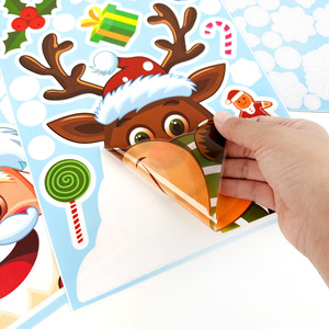 Autocollant de Noël personnalisé en vinyle, écologique, imperméable, transparent, auto-adhésif, découpé à la forme, motif animal de dessin animé, vente en gros - Product Image 5