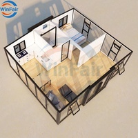Maison préfabriquée WinFair prête à l'emploi, maison mobile moderne avec mur en verre, maison modulaire pliable en conteneur avec toilettes et douche, Philippines