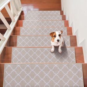 DB Wholesale Indoor Stair Treads Non Slip 9\" X 28\" Anti-Slip Carpet Soft Edging Wooden <b>Steps</b> for Staircase - Product Image 1