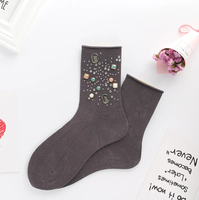 KT-T250087 femmes nouvelle mode hiver automne décontracté cristal chaussettes à la main gland perles paillettes strass gemme Harajuku bonneterie