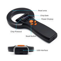 Lector RFID de animales 134,2 Khz/125Khz Escáner de identificación de mascotas Lector de etiquetas de animales Mini escáner de mano Bluetooth para perro gato