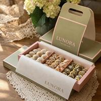 Boîte de chocolats truffés de luxe, emballage cadeau pour confiseries, design personnalisé, nouveau logo.