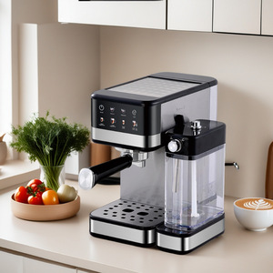Machine à expresso semi-automatique de style italien en acier inoxydable 19 bars pour usage domestique avec réservoir à lait et vapeur haute pression - Product Image 2