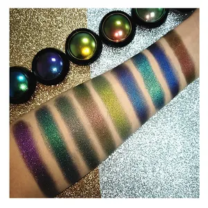 Cosmetici trucco Vegan Logo personalizzato neutro rotondo Chameleon Eyeshadow Palette Single Pressed Glitter Duochrome Shimmer Eyeshadow