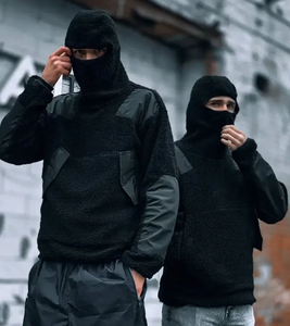 Fabricantes de sudaderas con cierre personalizadas, sudaderas con capucha de forro polar Sherpa estilo ninja y pasamontañas. - Product Image 2