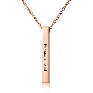 Personnalisé Nom Imprimé Or 18K Acier inoxydable Collier Fashion T-Shape Slim Blank Vertical Pendentif Collier - Product Image 5