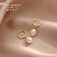 Pendientes de Perlas Akoya de Plata de Ley 925 Chapados en Oro al por Mayor, Perlas Blancas en Forma de Lágrima, Certificadas por NGTC, Estilo Bonito para Mujer
