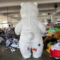 Costume de Mascotte Panda Gonflable Entièrement Blanc, Tenue de Personnage de Dessin Animé en Peluche Longue pour Spectacle de Carnaval