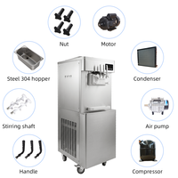 Machine à crème glacée automatique verticale en acier inoxydable, 3 saveurs, machine à crème glacée molle commerciale pour les entreprises