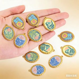 Ensemble collier et boucles d'oreilles DIY en acier inoxydable plaqué or 18 carats, fait main, islamique, avec cristal ovale, cadeau pour enfants, fête, mariage - Product Image 2