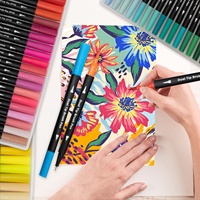 Touchfive — ensemble de stylos-feutres à double brosse, 24 couleurs, marqueurs artistiques à aquarelle avec pointes double face, couleurs vives et vives