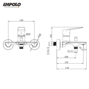 Phòng Tắm <span class=keywords><strong>Brass</strong></span> Hai Chức Năng Tắm Vòi Hoa Sen Mixer Treo Tường Vòi Nước Cơ Thể Duy Nhất Đòn Bẩy Nước Nóng Và Lạnh Diverter Vòi Hoa Sen Mixer - Product Image 2