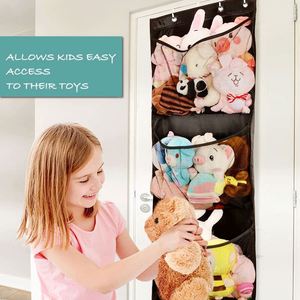 4 Pockets Multifunction Kids Room Over Door Hanging Plush Toy Storage Organizer - Product Image 5